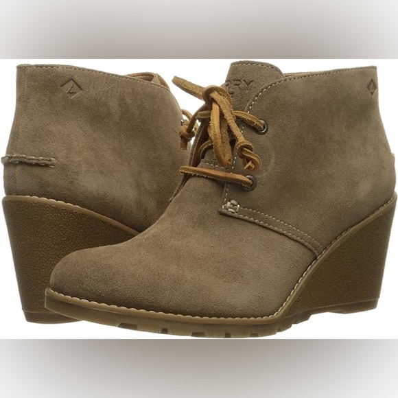 Sperry Shoes - SPERRY Stella Prow suede booties Sz 6 wedge lace up EUC